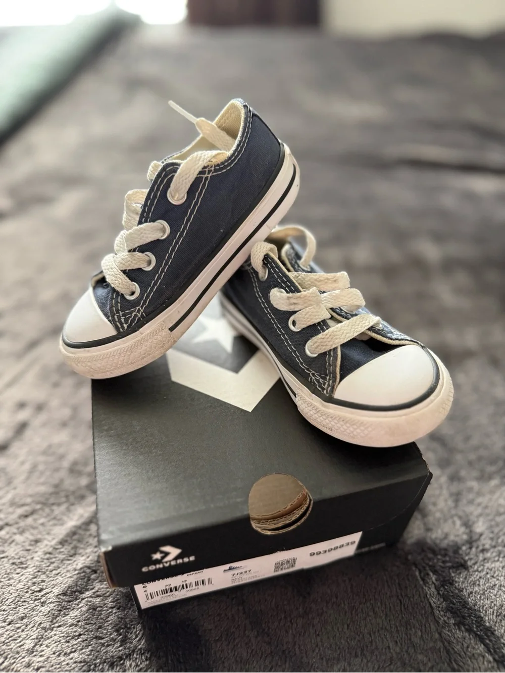 Converse Kids Navy and White Low-Top Canvas Sneakers